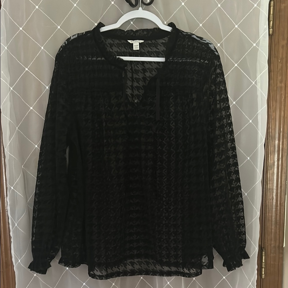 Black Sheer Relaxed Blouse